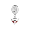 Edelstahl Fuchs Charm Anhänger mit roten Augen, DIY Bead passend für europäische Bettelarmbänder. - Kleiner Fuchs Typ B / Stahlfarben