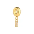 Colgante de letra de acero inoxidable dorado con circonitas para pulseras y collares DIY. - Letra I / Dorado
