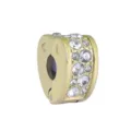 Gold-plated heart stopper bead with clear rhinestones DIY jewelry charm for bracelet - Gold Heart White Zirconia