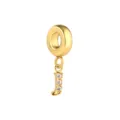 Colgante con letra J de acero inoxidable dorado con circonitas brillantes para joyería de bricolaje. - Letra J / Dorado