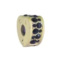 Pandora style 18k gold plated stainless steel heart charm bead with black stones for DIY bracelet. - Gold Color Heart Black Zirconia