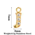 Ciondolo lettera J in acciaio inossidabile dorato con zircone per gioielli DIY collana - Lettera J / Oro