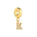 Colgante de letra K de acero inoxidable dorado con circonitas brillantes para joyería de bricolaje. - Letra K / Dorado