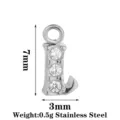 Ciondolo lettera L in acciaio inossidabile con tre zirconi, dimensioni 7x3mm, peso 0,5g. - Lettera L / Argento