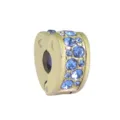 Gold charm bead with sparkling blue crystals, elegant DIY bracelet accessory for jewelry. - Gold Heart Blue Gem