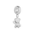 Silberner Kristall Bär Anhänger Bead, kompatibel mit europäischen Armbändern und DIY Schmuck. - Teddybär / Stahlfarben