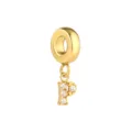 Colgante con letra P de acero inoxidable dorado con brillantes cristales de circonita para bisutería. - Letra P / Dorado