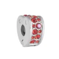 Silver-tone metal charm bead with red crystal stones for DIY bracelet jewelry accessories - Steel Color Heart Red Zirconia