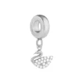 Silberfarbenes Kristall gepflastertes Schwan Charms Perlen Anhänger für DIY Armband Schmuck. - Schwan / Stahlfarben
