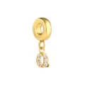 Colgante con letra Q de acero inoxidable dorado con circonitas brillantes para cadena - Letra Q / Dorado