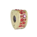 Gold-tone red rhinestone charm spacer clip bead for DIY bracelet jewelry accessory. - Gold Color Heart Red Zirconia