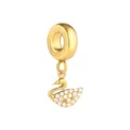 Goldfarbener Edelstahl Schwan Charm mit funkelnden Zirkonia Steinen für DIY Armbänder. - Schwan / Gold