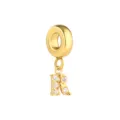 Colgante de letra R de acero inoxidable dorado con circonitas brillantes para joyería de bricolaje. - Letra R / Dorado
