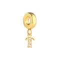Colgante Letra T de Oro Acero Inoxidable con Zirconia DIY Accesorio de Joyería Pieza - Letra T / Dorado