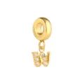 Colgante Abalorio Letra W Dorada con Circonita para Pulsera Cadena Serpiente DIY Joyas - Letra W / Dorado