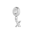 Colgante Abalorio Letra X de Plata Cristal Circonita DIY Cuentas para Pulsera Cadena de Serpiente - Letra X / Color acero