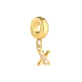Colgante de letra X en acero inoxidable dorado con circonitas brillantes para manualidades DIY. - Letra X / Dorado