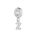Colgante de abalorio con letra Z en plata con cristales de circonita brillantes para pulsera de cadena. - Letra Z / Color acero