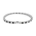 Stainless steel tennis bracelet with alternating black and white round cubic zirconia stones. - 3MM Steel Color Round 1 White Zirconia + 1 Black Zirconia / 51cm/20inch