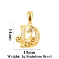 Edelstahl Buchstaben D Anhänger Gold Zirkon Charm DIY Schmuck Accessoire 14x13mm - Buchstabe D / Gold
