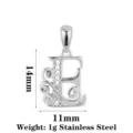 Edelstahl Buchstabe E Anhänger mit Zirkonia und Ranken DIY Schmuck Zubehör 14x11mm - Buchstabe E / Stahlfarben