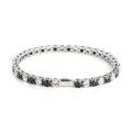 Stainless steel tennis bracelet featuring alternating clear and black round cubic zirconia stones. - 16cm / 4MM Steel Color Round 1 White Zirconia + 1 Black Zirconia