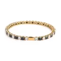 Gold stainless steel tennis bracelet with alternating black and clear round cubic zirconia stones. - 16cm / 4MM Gold Color Round 1 White Zirconia + 1 Black Zirconia