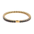 Stainless steel tennis bracelet with round black cubic zirconia stones, unisex jewelry design. - 16cm / 4MM Gold Color Round Black Zirconia