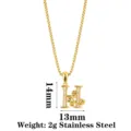 Vintage floraler Zirkon Buchstabe H Anhanger Halskette Edelstahl Hip Hop Schmuck Accessoire - Buchstabe H / Gold