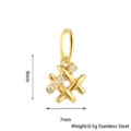 Edelstahl goldfarbener Tic-Tac-Toe Anhänger mit funkelnden Zirkoniasteinen besetzt. - Stil A / Gold