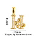 Edelstahl Buchstabe H Anhänger mit Zirkonia, stilvoller goldener Initialen Schmuck 14mm. - Buchstabe H / Gold
