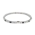 Stainless steel tennis bracelet with alternating white and black round cubic zirconia stones. - 16cm / 3MM Steel Color Round 3 White Zirconia + 1 Black Zirconia