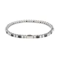 Stainless steel tennis bracelet featuring alternating black and white round zirconia. - 16cm / 3MM Steel Color Round 2 White Zirconia + 1 Black Zirconia
