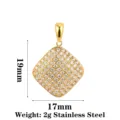 Goldfarbener Edelstahl Zirkonia Raute Anhänger für elegante DIY Schmuck Zubehör Elemente. - Quadratisch / Gold