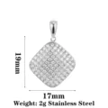 Edelstahl Raute Zirkonia Anhänger, glänzender Pave Stein Diamant Schmuck DIY Zubehör Teil. - Quadratisch / Silber