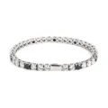 Stainless steel tennis bracelet with alternating black and white round zirconia stones. - 16cm / 4MM Steel Color Round 3 White Zirconia + 1 Black Zirconia