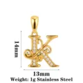 Goldfarbener Edelstahl Buchstabe K Anhänger mit Zirkonia Steinen, Grösse 14x13mm, Gewicht 1g. - Buchstabe K / Gold