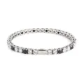 Stainless steel tennis bracelet with black and white round cubic zirconia stones for unisex. - 16cm / 4MM Steel Color Round 2 White Zirconia + 1 Black Zirconia