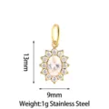 Gold stainless steel sunflower crystal pendant necklace charm fashion DIY jewelry accessory - Sunflower Style B Clear Zircon Gold
