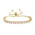 Bracciale Tennis Oro Regolabile Zirconia Rosa Cristallo Scorrevole Gioiello Donna - Colore Oro Pietra Rosa e Bianca