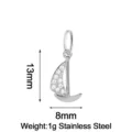 Stainless steel sailboat pendant charm with white cubic zirconia for DIY bracelets and necklaces. - Sailing Boat Silver Color
