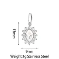Stainless steel sunflower pendant with sparkling cubic zirconia, lightweight 1g chic DIY charm. - Sunflower Style B Clear Zircon Silver