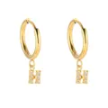 Chic Vintage 18K Oro Acero Inoxidable Letra H Circonita Pendientes De Aros Para Mujer - Letra H / Dorado