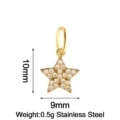 Stainless steel gold-plated star pendant with cubic zirconia, DIY jewelry accessory charm. - Gold Full Zirconia Star