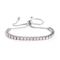 Bracciale tennis regolabile in zircone rosa con acciaio inossidabile elegante gioiello - Colore Acciaio Pietra Rosa