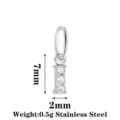 Stainless steel letter I zircon pendant DIY necklace earring accessories 7mm 0.5g - Letter I / Steel