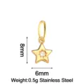 Stainless steel gold-plated star pendant with cubic zirconia, size 8x6mm, weight 0.5g for DIY jewelry. - Star Gold