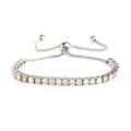 Bracciale tennis regolabile in acciaio inossidabile con pietre zirconi multicolore. - Colore Acciaio Pietra Champagne e Bianca