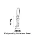 Stainless steel letter J pendant with cubic zirconia, minimalist initial necklace accessory charms. - Letter J / Steel
