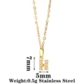 Gold letter H pendant necklace with sparkly zircons, stainless steel dainty jewelry. - Letter H / Gold